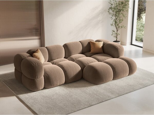 Кафяв кадифен ъглов диван (десен ъгъл) Loretto – Cosmopolitan Design