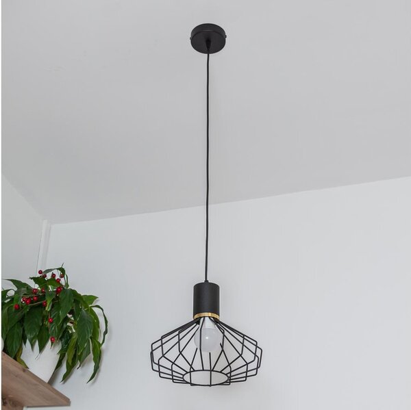 Полилей на кабел SOLANO 1xE27/15W/230V черно/златно