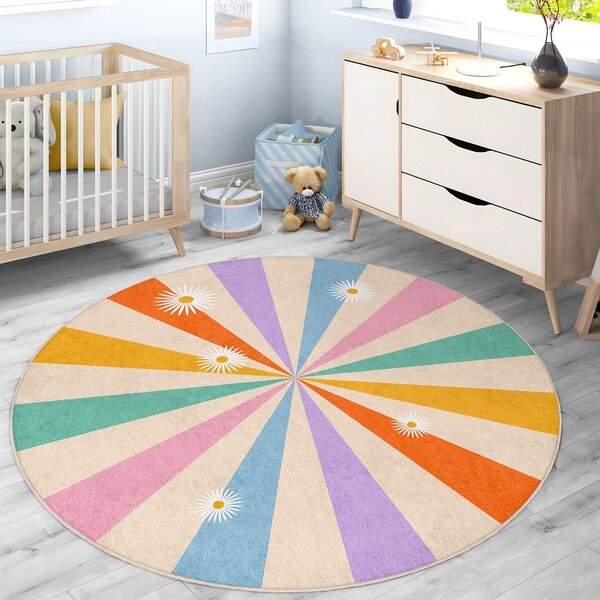 Детски килим подходящ за пране ø100 cm Rainbow Daisy – Mila Home