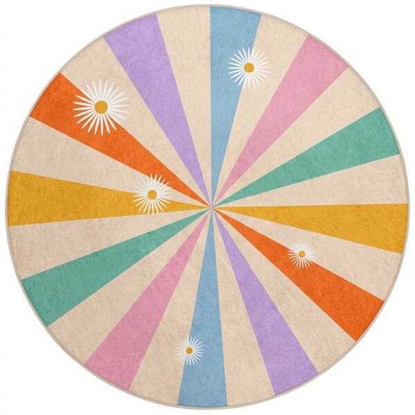 Детски килим подходящ за пране ø100 cm Rainbow Daisy – Mila Home