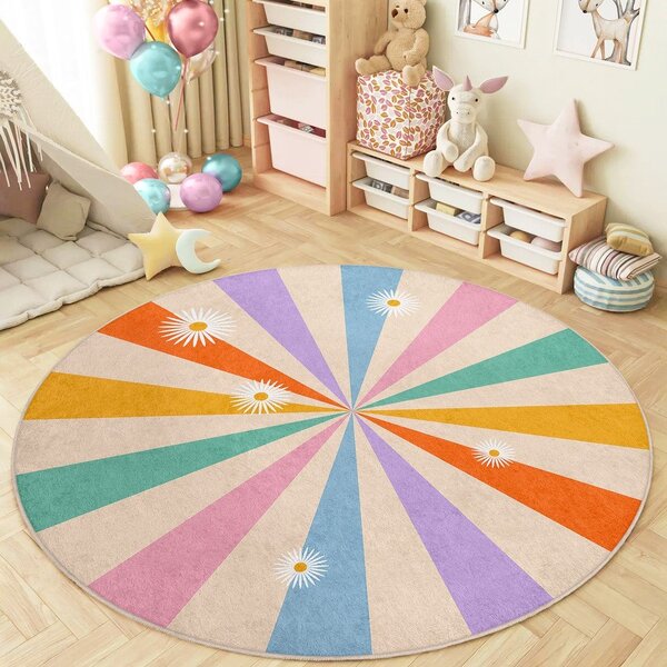 Детски килим подходящ за пране ø100 cm Rainbow Daisy – Mila Home