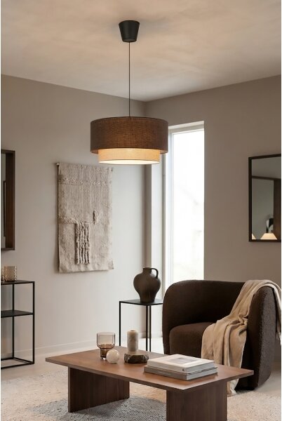 Brilagi - LED полилей на кабел BOHO ECO 1xE27/10W/230V Ø 40 см кафяв/кремав