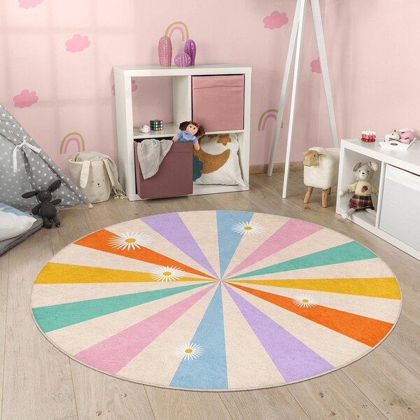 Детски килим подходящ за пране ø100 cm Rainbow Daisy – Mila Home