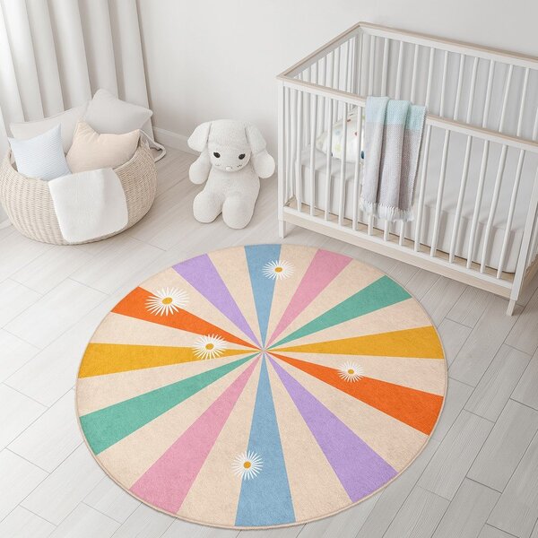Детски килим подходящ за пране ø100 cm Rainbow Daisy – Mila Home