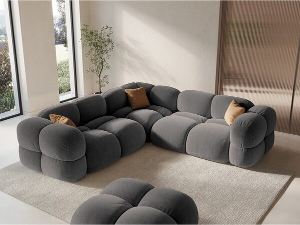 Сив кадифен ъглов диван Loretto – Cosmopolitan Design