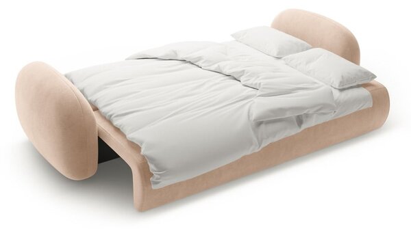 Бежов кадифен сгъваем/с място за съхранение диван 262 cm Tonale – Cosmopolitan Design