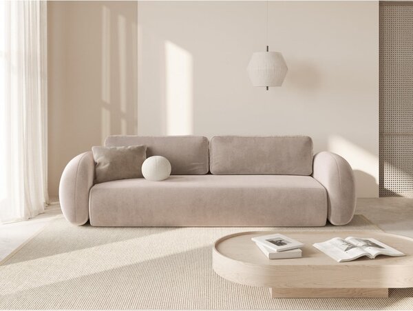 Бежов кадифен сгъваем/с място за съхранение диван 262 cm Tonale – Cosmopolitan Design