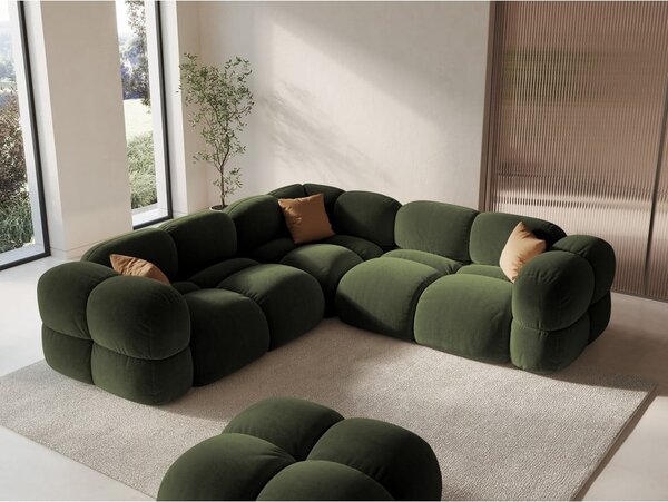 Зелен кадифен ъглов диван Loretto – Cosmopolitan Design