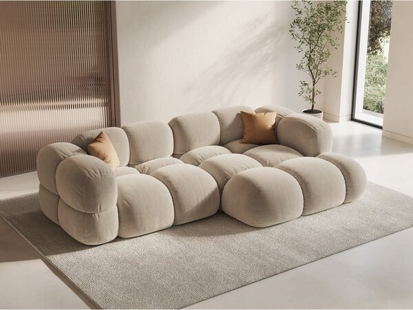 Бежов кадифен ъглов диван (десен ъгъл) Loretto – Cosmopolitan Design