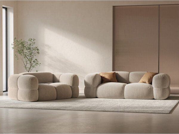 Бежов кадифен диван 180 cm Loretto – Cosmopolitan Design