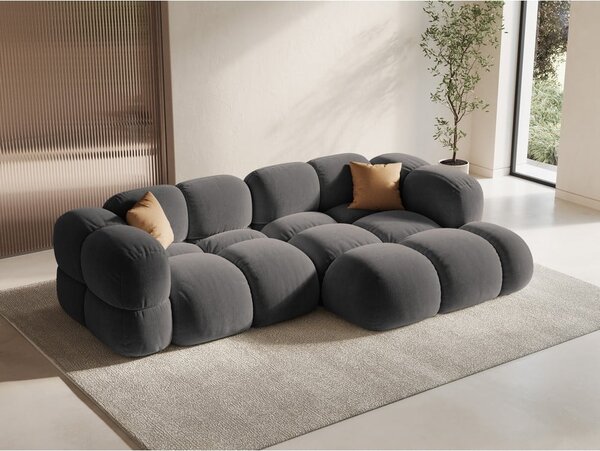 Сив кадифен ъглов диван (десен ъгъл) Loretto – Cosmopolitan Design