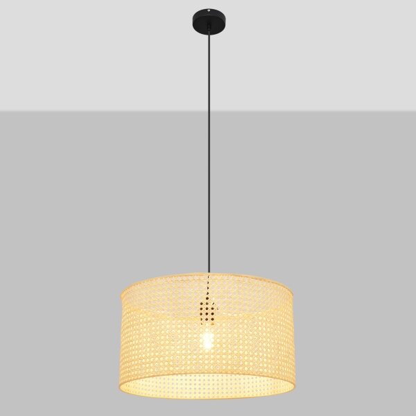 Пендел ALBA 1xE27/15W/230V Ø 45 cm ратан/черен