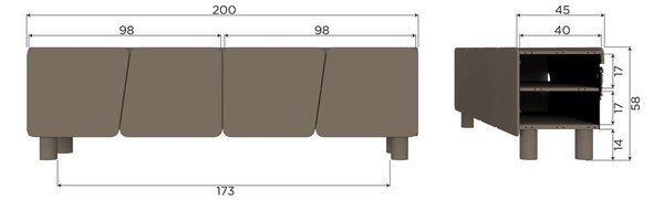 Кафява маса за телевизор от масивен бор 200x58x45 cm Root – WOOOD