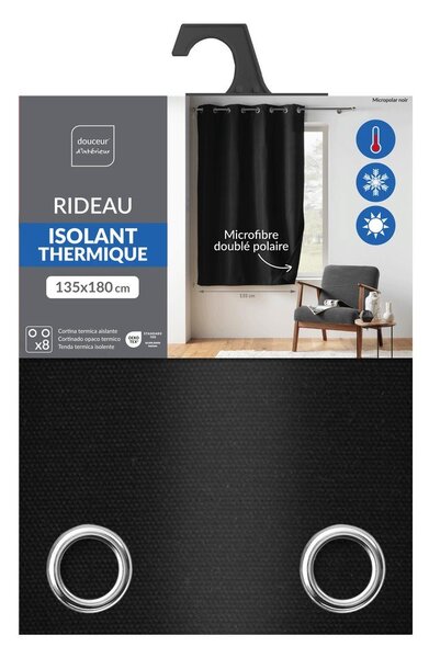 Черно термо/dimout перде от микрофибър 135x180 cm Micropolar – douceur d'intérieur