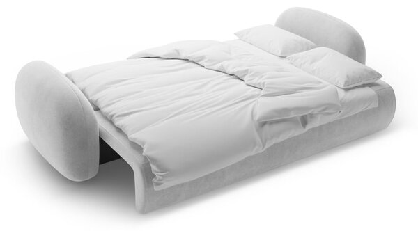 Светлосив кадифен сгъваем/с място за съхранение диван 262 cm Tonale – Cosmopolitan Design