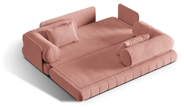 Розов кадифен сгъваем диван 206 cm Kemi – Cosmopolitan Design