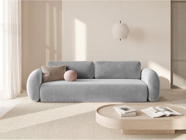 Светлосив кадифен сгъваем/с място за съхранение диван 262 cm Tonale – Cosmopolitan Design