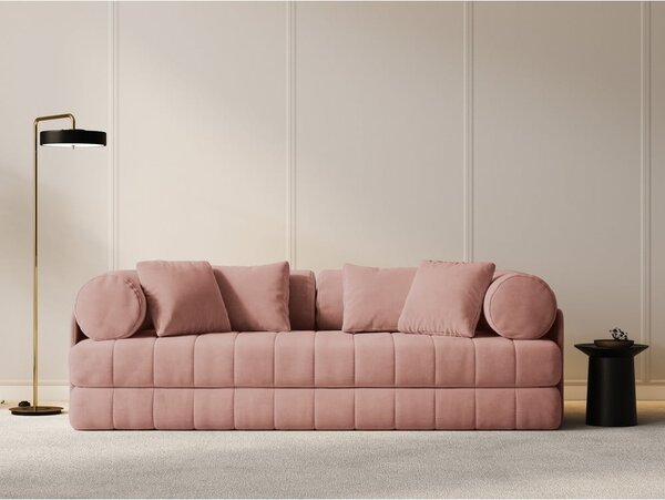 Розов кадифен сгъваем диван 206 cm Kemi – Cosmopolitan Design