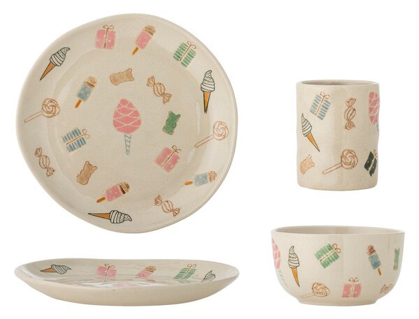 Глинен детски комплект за хранене 3 бр. Sweets – Bloomingville Mini