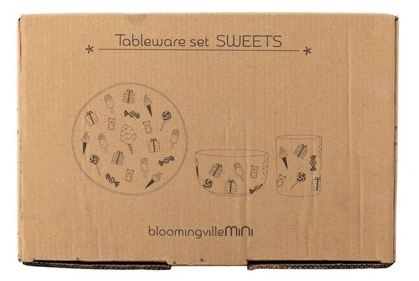 Глинен детски комплект за хранене 3 бр. Sweets – Bloomingville Mini
