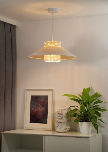 Duolla - Пендел RIO RATTAN 1xE27/15W/230V Ø 45 см бежов/ратан
