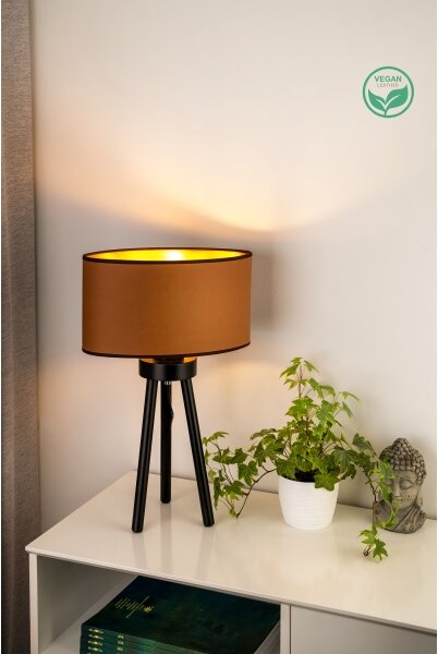 Duolla - Настолна лампа OVAL VEGAN 1xE27/15W/230V Ø 30 см кафяв