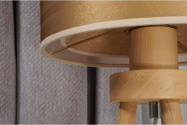 Duolla - Настолна лампа WOOD BOHO 1xE27/15W/230V Ø 25 см меден/кафяв/бежов