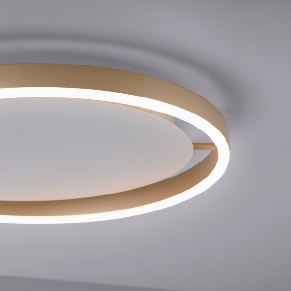 JUST LIGHT. GmbH Светодиодно осветление за таван Ritus, Ø 39,3 cm, матов месинг, Затъмняване, Бронзов / античен месинг, Дневна/трапезария, Метал, Модерен