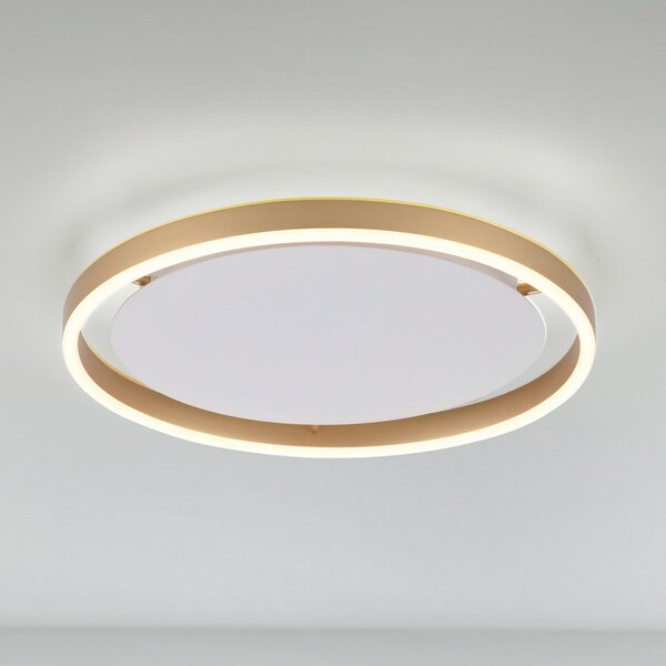 JUST LIGHT. GmbH Светодиодно осветление за таван Ritus, Ø 39,3 cm, матов месинг, Затъмняване, Бронзов / античен месинг, Дневна/трапезария, Метал, Модерен