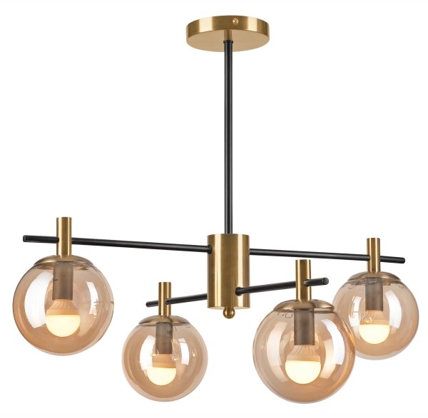 Висящ полилей LILOU 4xE14/5W/230V златист/черен/опушен бежов