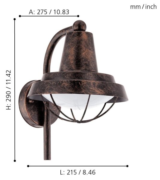 Eglo 94838 - LED Екстериорен аплик COLINDRES 1xE27/8,5W/230V IP44