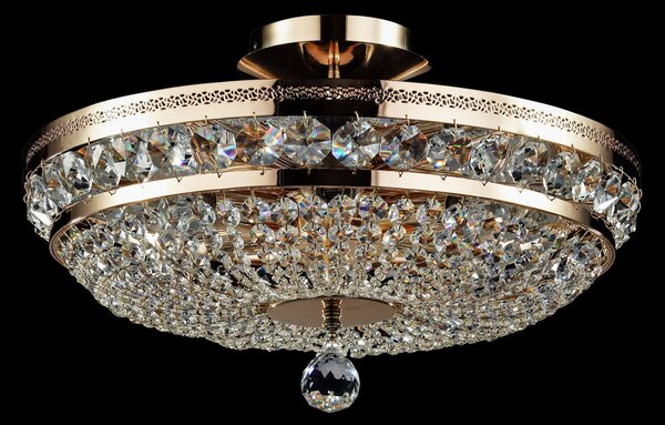 Maytoni Ottilia таванно осветление с кристали, Ø 43,5 cm, Затъмняване, Злато / месинг, Дневна/трапезария, Метал