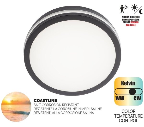 Redo 90290 - Екстериорна LED лампа за таван със сензор ISOLA LED/24W/230V IP54