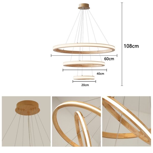 Brilagi - LED полилей на кабел UMEA WOOD LED/45W/230V, Ø 60 см, дърво