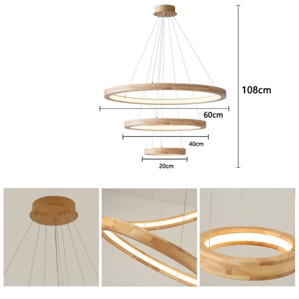 Brilagi - LED полилей на кабел UMEA WOOD LED/45W/230V, диаметър 60 см, от дърво