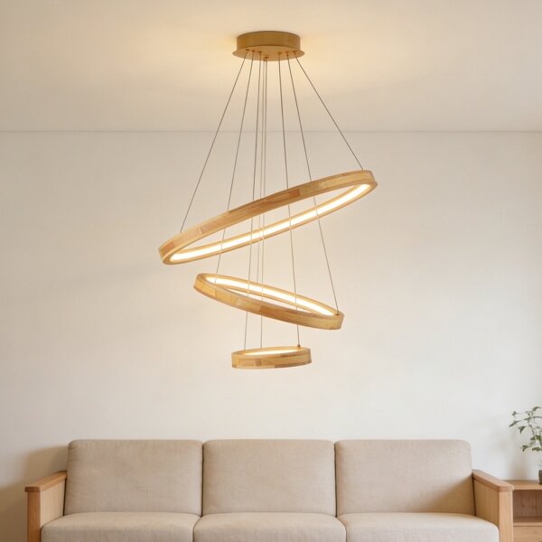 Brilagi - LED полилей на кабел UMEA WOOD LED/45W/230V, диаметър 60 см, от дърво