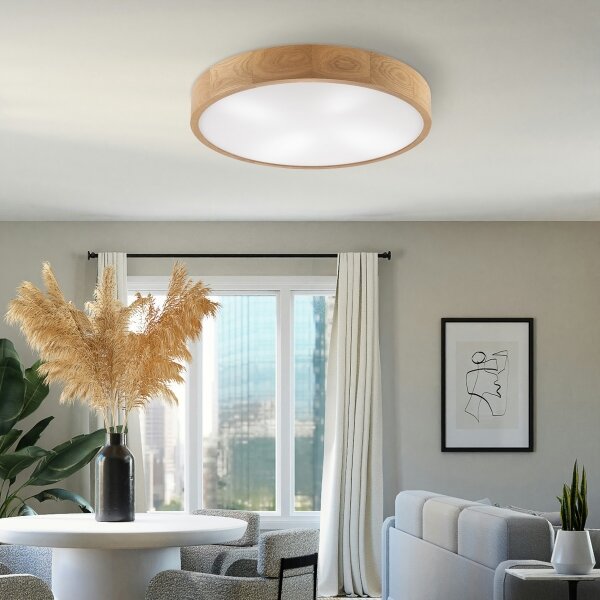 Brilagi - LED таванен плафон CARVALHO 4x E27/60W/230V, дъб, Ø 57,5 cm
