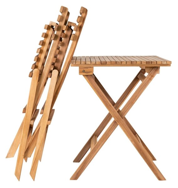 Set 3 piese Masa cafenea si scaune Cuenca, Natural, 60x46x75 cm