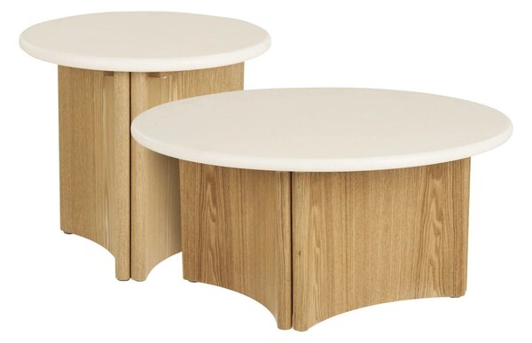 Set 2 piese Masute de cafea Motril, Alb, 80x80x45 cm