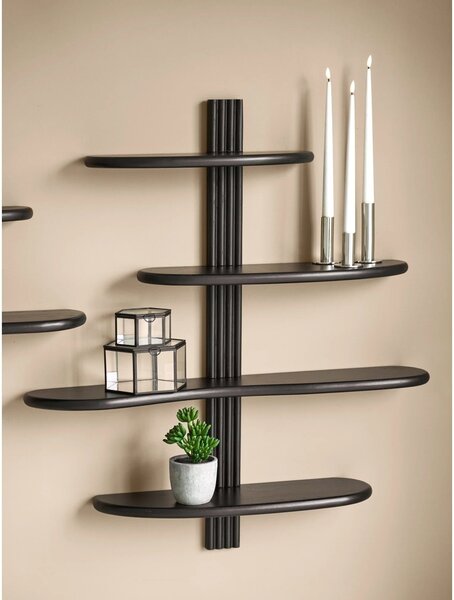 Raft de perete Aliano, Negru, 17.5x80x88 cm
