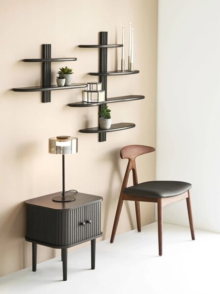 Raft de perete Aliano, Negru, 17.5x80x88 cm