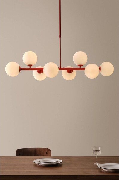 Червено/бяло осветително тяло за таван от опалово стъкло 30x104 cm Ekman – Jotex