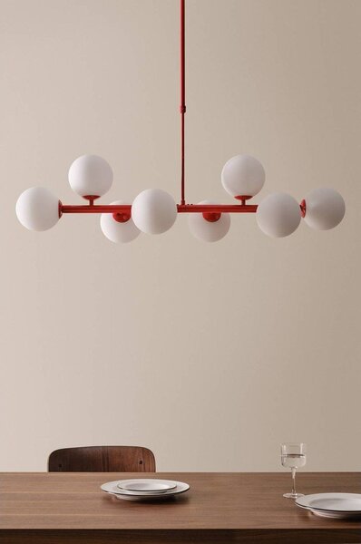 Червено/бяло осветително тяло за таван от опалово стъкло 30x104 cm Ekman – Jotex
