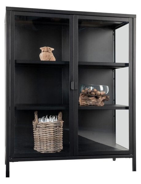 Dulap vitrina Brisbane, Negru, 40x80x101 cm