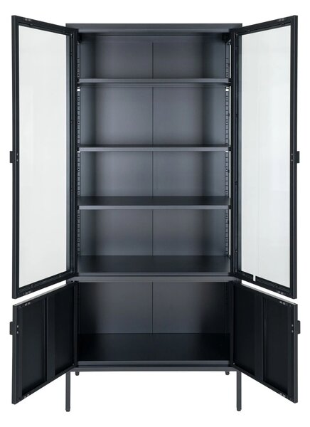 Dulap vitrina Brisbane, Negru, 35x80x180 cm
