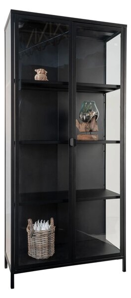 Dulap vitrina Brisbane, Negru, 35x80x175 cm