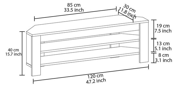 Шкаф за телевизор в естествен цвят 120x40x30 cm Corner – Kalune Design