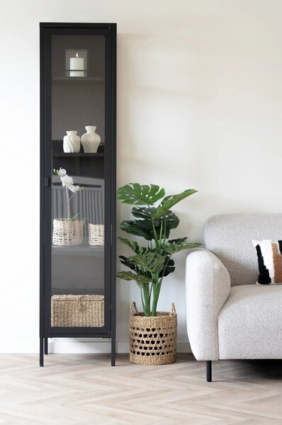 Dulap vitrina Brisbane, Negru, 35x40x180 cm