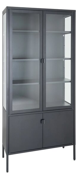 Dulap vitrina Brisbane, Negru, 35x80x180 cm