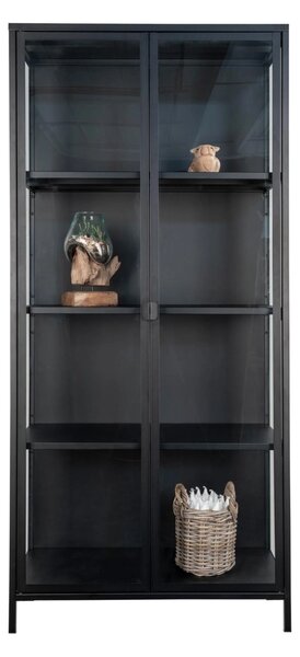 Dulap vitrina Brisbane, Negru, 35x80x175 cm